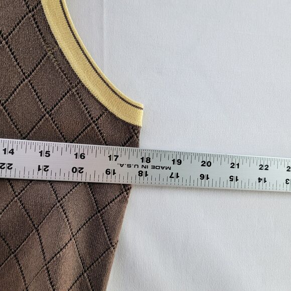 Cutter & Buck Brown Sweater Vest Sleeveless Scoop Neck Harlequin Pattern Size M - Picture 7 of 7